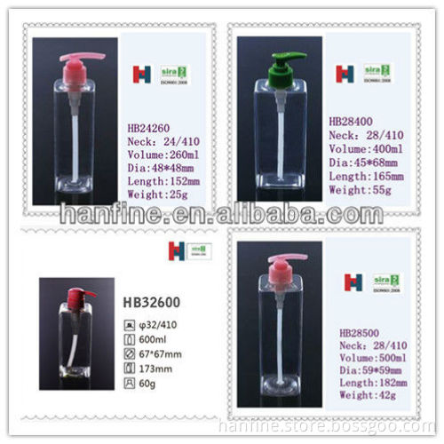 Factory 260ML square pump Plastic PET boosting shampoo bottle